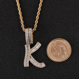 Newest Trendy Hot Style 26 English Letters Copper Zircon Hip Hop Exquisite Necklace For Men And Women Gifts