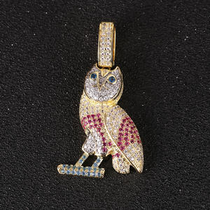 Owl Pendant European and American ins explosive full zircon hip hop Necklace accessories men's and women's gifts