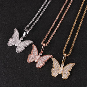 European and American Butterfly Christmas Hot Sale Hip Hop Men and Women Couple Necklaces Accessories Gifts