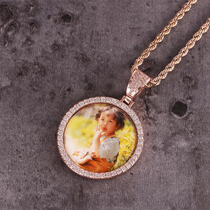 Newest Fashionable Design Custom Photo Memory Small Circle Pendant Hip Hop Jewelry Necklace For Women Men Exquisite Gifts