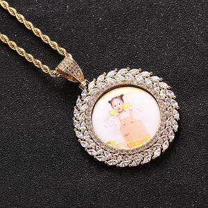New Custom Made Photo Round Medallions Necklace Pendant with Tennis Chain Cubic Zircon Men's Hip hop Jewelry