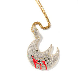 European and American pop Moon Pendant Necklace exaggerated funny hip hop Necklace Jewelry