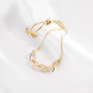 New Trend Temperament Elegant High Quality Oval Ring luxury Splicing Zircon Chain Link Bracelet Jewelry Box Chain Bracelet Women