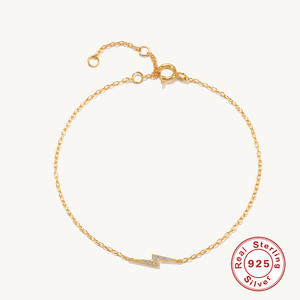 New S925 Sterling Silver Zircon Lightning Charm Bracelet 2022 Cheville For Women Fashion Fine Jewelry Gold Color Chain Bracelets