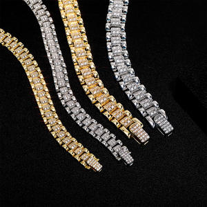 10-14mm full diamond bracelet classic fashion strap chain European and American rap hip-hop personality Necklace