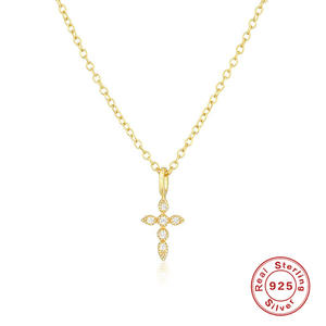 100% Real S925 Sterling Silver Cross Pendant Necklaces For Women Girls Ladies Birthday Gifts Chain Colgante Fashion Fine Jewelry