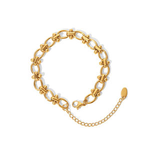 2022 High Quality Retro 18K Gold Plated Stainless Steel Waterproof Jewelry Party Gift O-shaped Dot Handmade Link Chain Bracelets