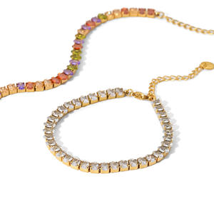 New High Quality Fashion Multicolor Mariquesa Zirconia Circling Setting 18K Gold Plated Stainless Steel Eternity Tennis Bracelet