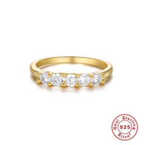 New High Quality Wholesale Minimalist 925 Sterling Silver 18K Gold Plated Round Small Zircon Women Vintage Rings Fashion Jewelry