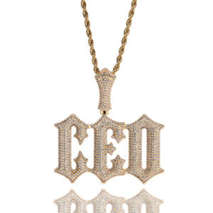 Top Iced Out Initials Hip Hop Letter Necklace Personalised Double Layer CZ Zircon Bling Name Pendant Necklaces Fashion Jewelry