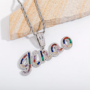 New HIP HOP Custom Big Baguettecz Colorful Zircon Letter Font With Clasp Pendant Combination Words Name Necklace Fashion Jewelry