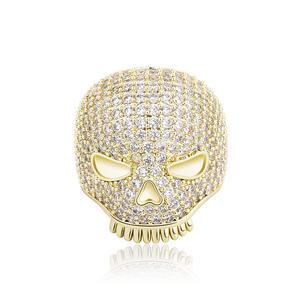 New Hip Hop Skull Rings High Quality Iced Out Micro Pave Cubic Zirconia Rings Gold Plated Men Wedding Fashion Jewelry Rings Gift