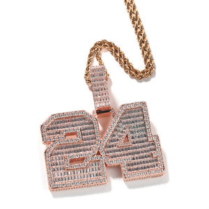 New Iced Out Custom Bling Number Name Pendant Necklace Hip Hop Baguette Letter Jewelry Women Men Fashion Jewelry Pendants Charms