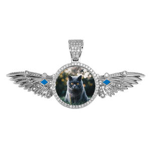 Movable Wings Custom Photo Pendant Colorful Round Picture Frame High Quality Hip Hop Sublimate Necklace Fashion Jewelry Pendants