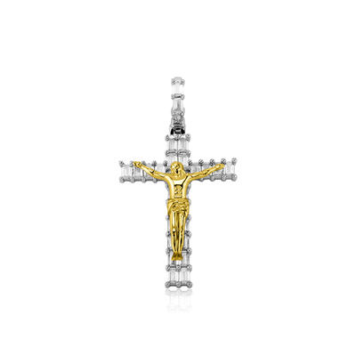New Hip Hop Baguette Zircon Cross Pendant Gold Plated Iced Out CZ Jesus Cross Necklace Men Women Fashion Jewelry Pendants Charms