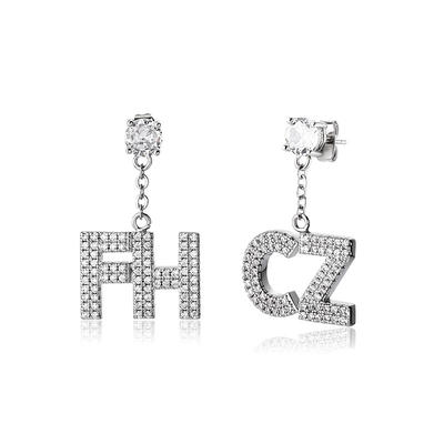 High Quality Hip Hop Style Custom Name Drop Earrings Customize Up Two CZ Letters Earrings Fashion Jewelry Earrings Women Luxury