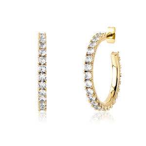 Bling Iced Out Style Prong Setting Cubic Zirconia Earring Hip Hop 3mm Tennis Hoop Earrings Women Luxury Fashion Jewelry Earrings