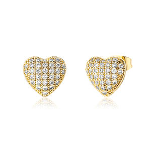 High Quality Cute Heart Shape Stud Earrings Women Luxury Bling Iced Out Cubic Zirconia Earring Hip Hop Fashion Jewelry Earrings