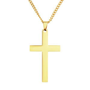 Zinc Alloy Gold Plated Christian Jesus Cross Pendant Necklace Jewelry Simple Hip Hop Cross Charms Pendant Plain Cross Necklaces