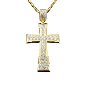 Hip Hop Stainless Steel Gold Plated INRI Christian Jesus Cross Pendant Necklace Jewelry Bling Crystal Rhinestone Cross Necklaces