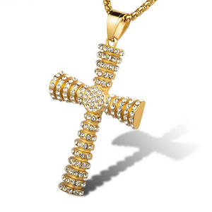 New Popular Religious Cross Crystal Pendants Necklace Stainless Steel Christian Jewelry Rhinestone Christianity Choker Necklaces