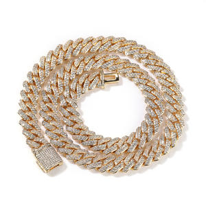Hip Hop Iced Out Cuban Link Chain Fashion Choker Necklace Bracelet Set Bling Zircon Miami Cuban Chain Necklace Jewelry Wholesale